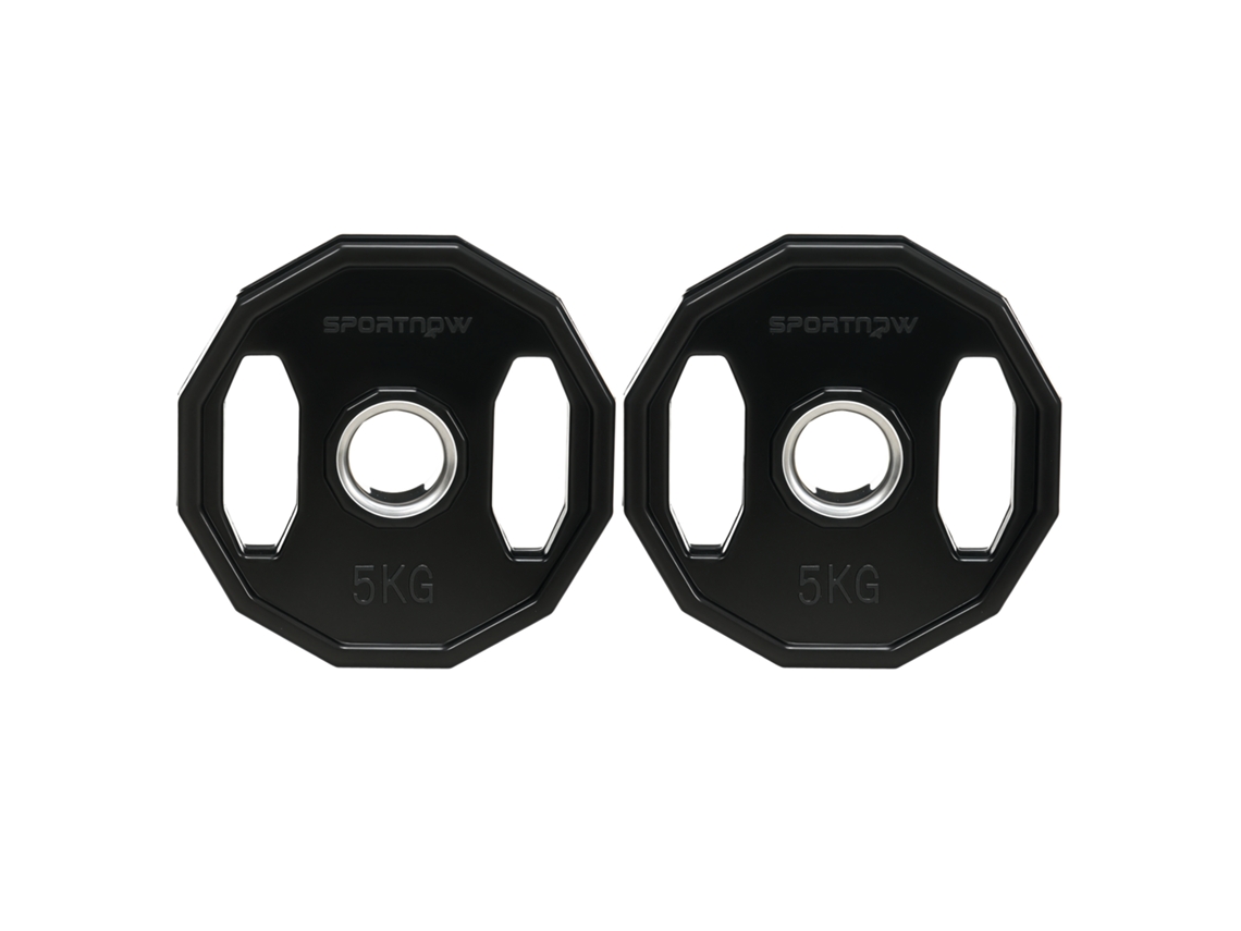 Conjunto De Preto 2 Discos Pesos 5 Kg Com Orifício 50 Mm Para Treino Força Ø24x3,5 Cm