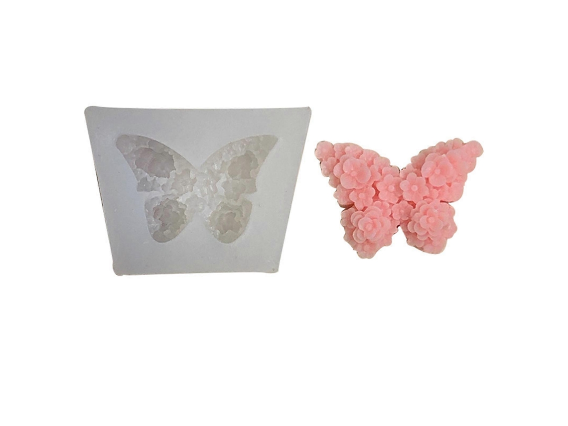 Forma De Silicone Para Sobremesas E Bolos Com Relevo De Borboleta E Flor