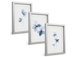 Composição De Quadros Flores Azuis Espelharte (3 Peças 20x30 Cm)