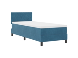 Conjunto 1 Cama Box Vidaxl Azul Veludo (80 X 200 Cm)