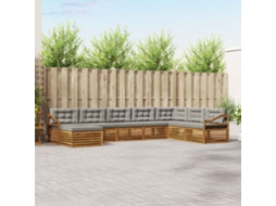 Vidaxl Conjunto De Sofás Para Exterior 8 Pcs Cinza Natural E Claro