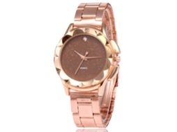 Reloj De Cuarzo Con Correa De Acero Unisex Dial Monocromo Piedras Strass Zhoulianfa (café)