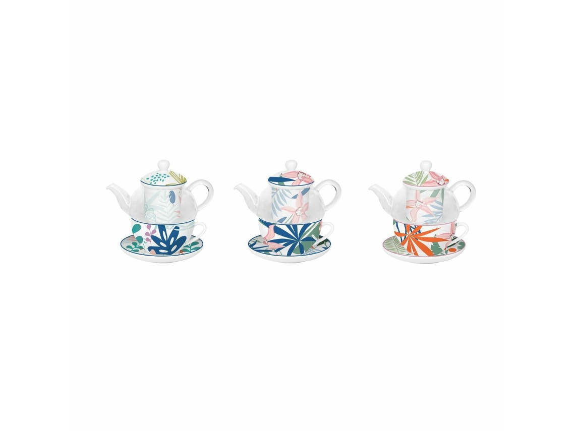 Juego Da Chaleira Dkd Home Decor Cristal Porcelana Azul Verde 3 Unidades