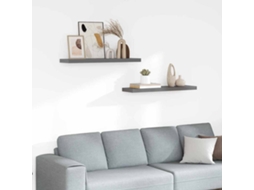 Vidaxl Prateleiras De Parede Suspensas 2 Pcs 90x23,5x3,8cm Mdf Cinza