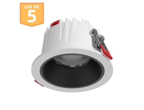 Kit com 5 spots LED embutidos Braytron brancos 20W 3em1 IP20