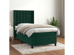 SYFAX™ Cama com Molas/colchão 100x200 Cm Veludo Verde escuro