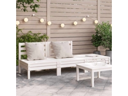Vidaxl Sofá De 3 Lugares Para Jardim Pinho Maciço Branco