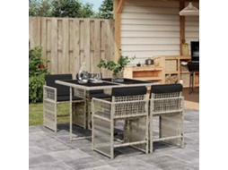 Vidaxl 5 Pcs Conjunto De Jantar P/ Jardim C/ Almofadões Cinzento Claro