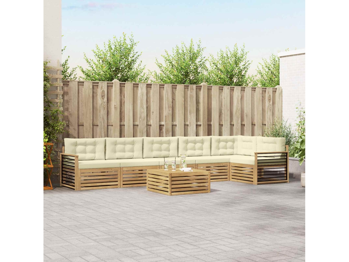 Vidaxl Conjunto De Sofás Para Exterior 7 Unid. Branco E Creme