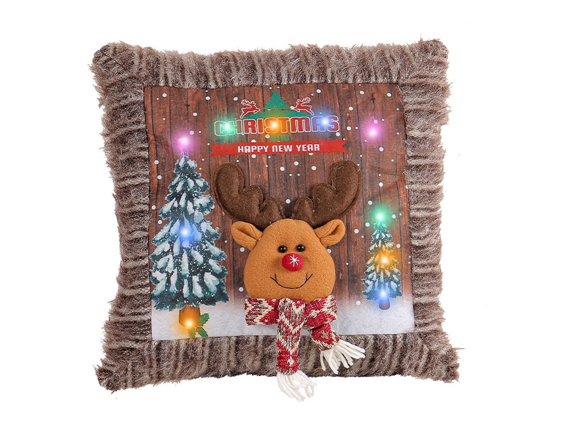 Laxiscreed Almofada Natal Com Luz, Pai Natal, Boneco De Neve E Animais Com Estilo Elfo