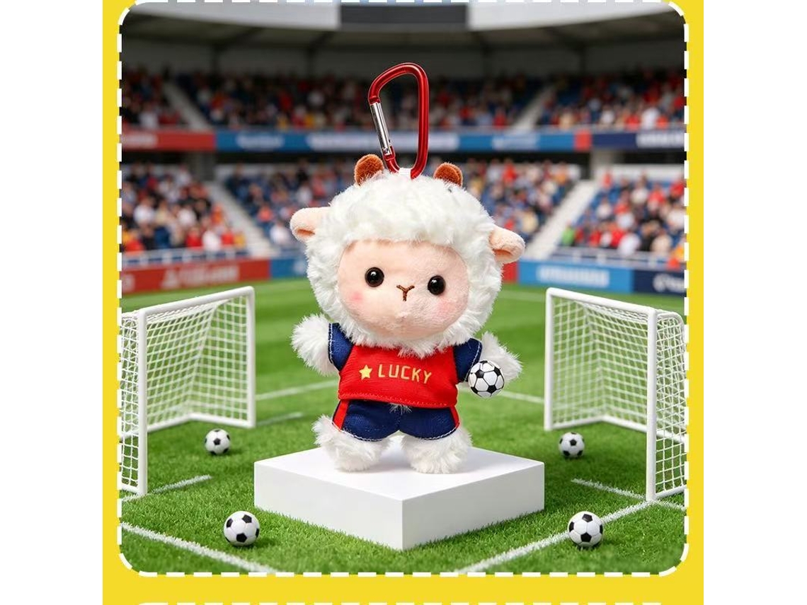 Chaveiro peluche ovelha futebol Lucky, colecionável, macio, presente Copa do Mundo 2026 STELASPLEN