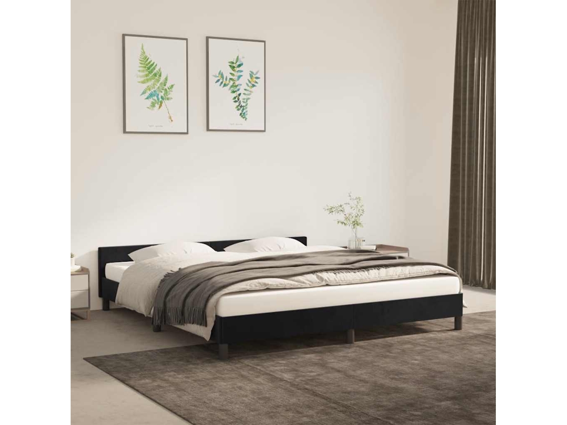 Vidaxl Estrutura de Cama Sem Colchão 160x200 Cm Veludo Preto