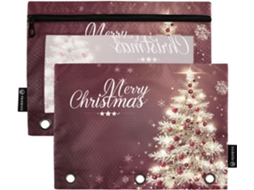 Feliz Natal Pasta De Arquivo Com Janela Transparente E 3-furos Materiais Escritório, Multicolorida, Pacote Com 2