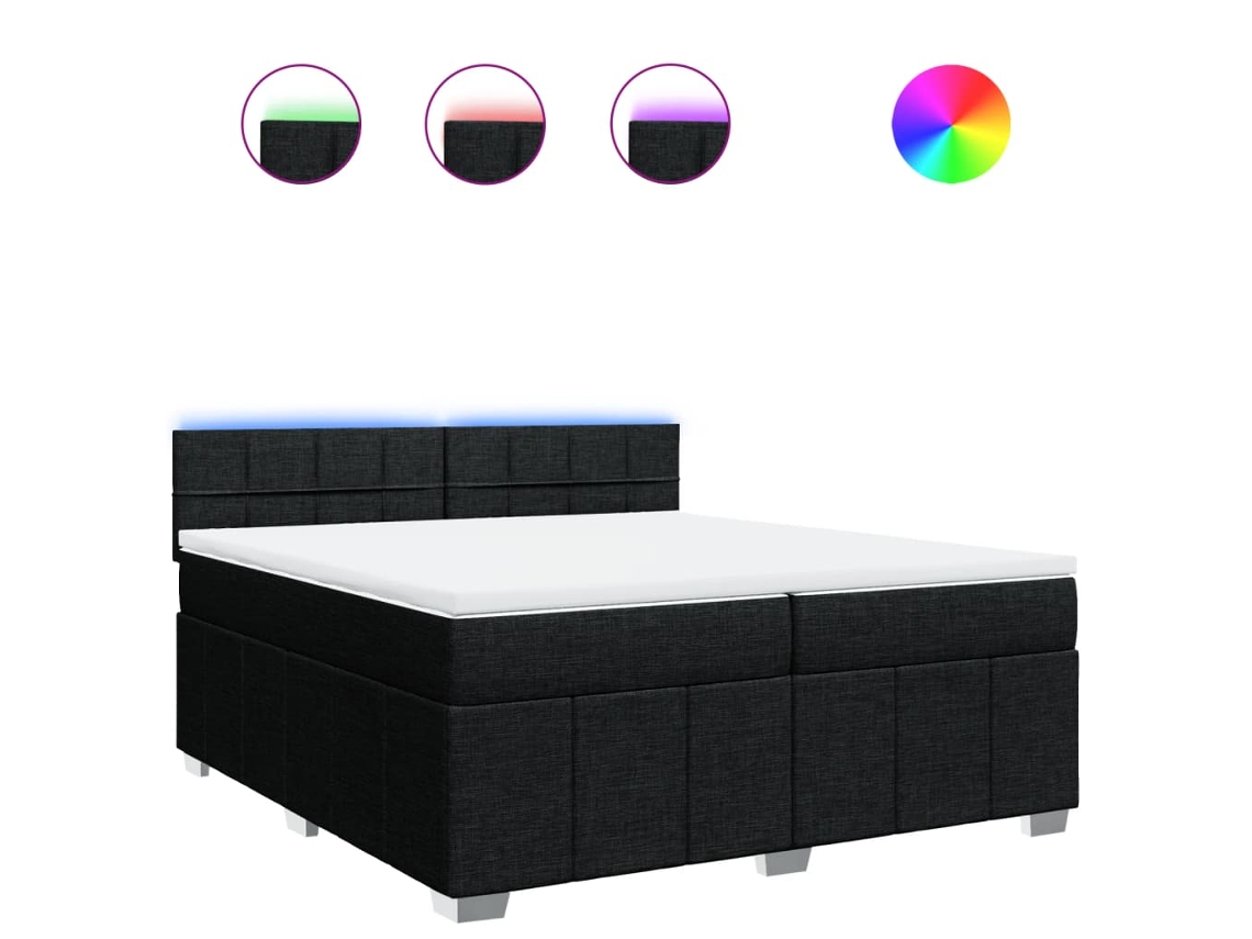 Box Spring Bed, Box Spring Beds Vidaxl Preto Tecido (200 X 200 Cm)