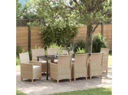 Vidaxl Conjunto de Jantar para Jardim 9 Pcs Bege Vime Pe