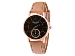 Relógio de pulso estilo estudante, com movimento de quartzo e pulseira de couro, para mulheres, homens e crianças, marrom claro.
