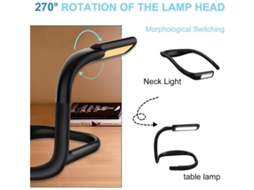 Luz De Leitura Led Para Pescoço Luz De Livro Na Cama Lâmpada De Mesa Com Brilho Ajustável 3 Cores Com Braços Dobráveis Adequada Para Reparos Yizhood