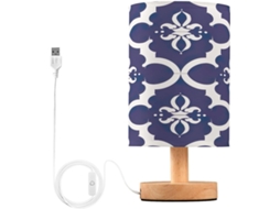 Abajur De Cabeceira Vintage Com Estampa Étnica Para Quarto, Portas De Carregamento Usb C, Luminária De Mesa Cabeceira