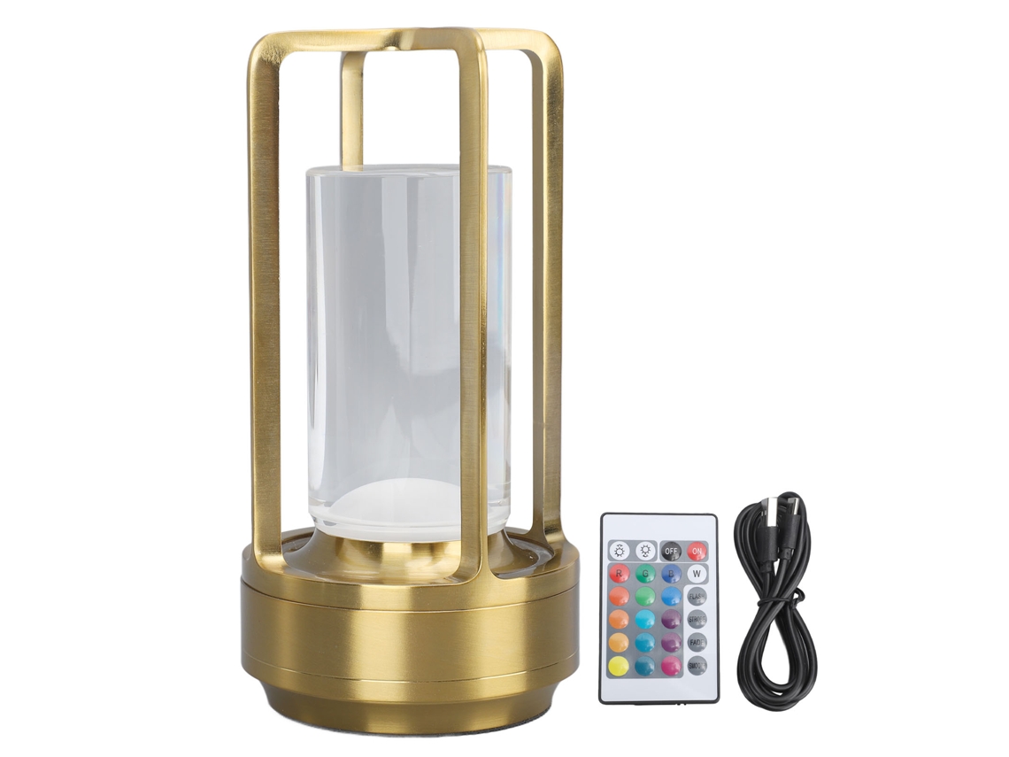 Lâmpada de Mesa Sem Fio Cristal Rgb 16 Cores Dimmable Controle Remoto Touch Recarregável