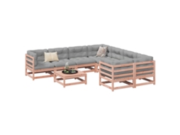 Vidaxl 9 Pcs Conjunto Sofás Jardim Madeira Abeto-de-douglas