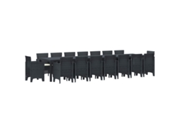 Vidaxl Conjunto De Jantar Para Jardim Com Almofadas 17 Pcs Antracite