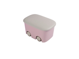 Caja De Ordenación Multiusos | Bicolor Con Ruedas | Almacenamiento Rosa Claro 45 L