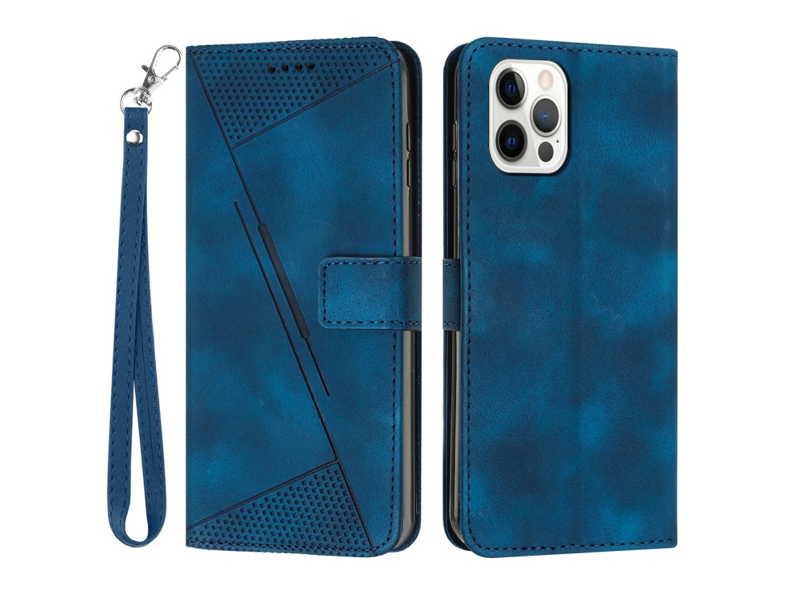 Capa Pega Para Iphone 15 Pro Max Pele Sintética Azul