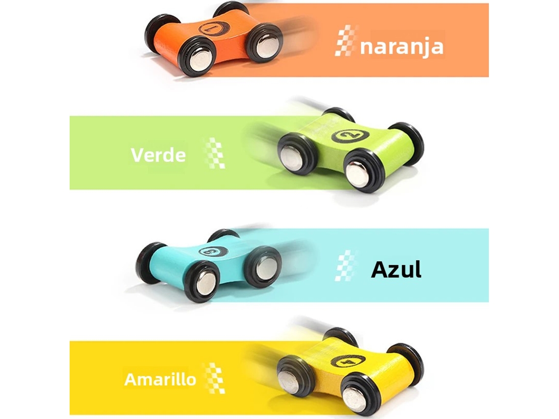 Conjunto De 4 Peças De Carrinhos De Madeira Educativos Infantis Com Pistas E Escorregadores, Mini Carros De Corrida.