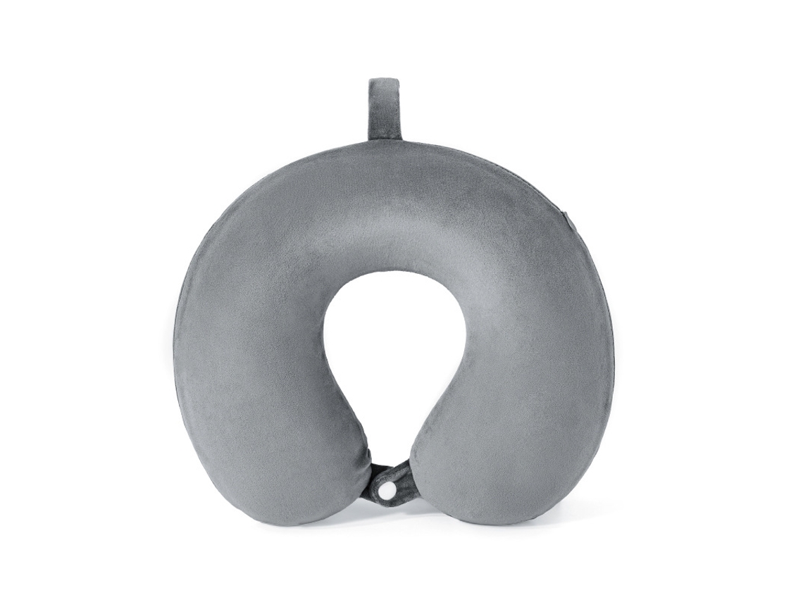 Travesseiro Cervical Portátil em Espuma Viscoelástica Formato U para Viagens, com Suporte Cervical, Cor Cinza AQUAFORGE