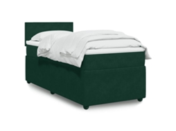 Vidaxl Cama com Molas/colchão 90x190 Cm Veludo Verde escuro