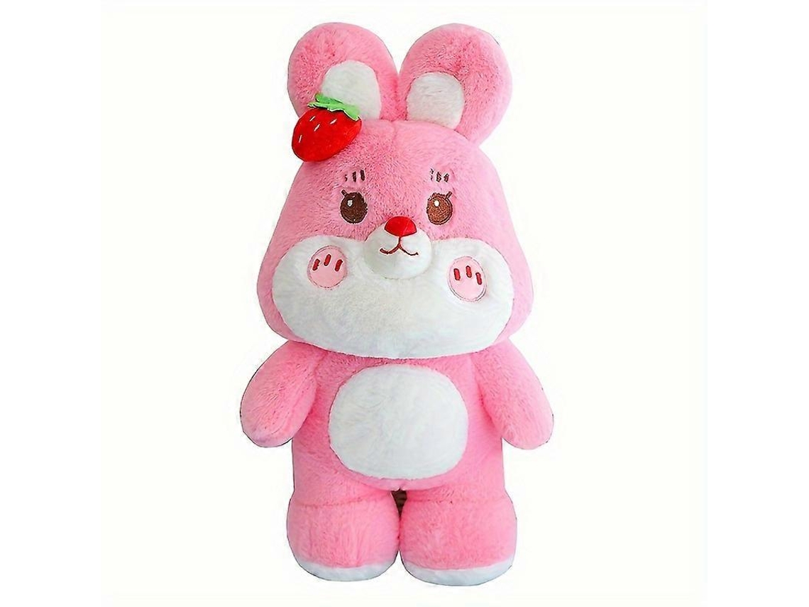 Coelhinho De Pelúcia Rosa Com Morango, Macio, Para Presentes E Decoração