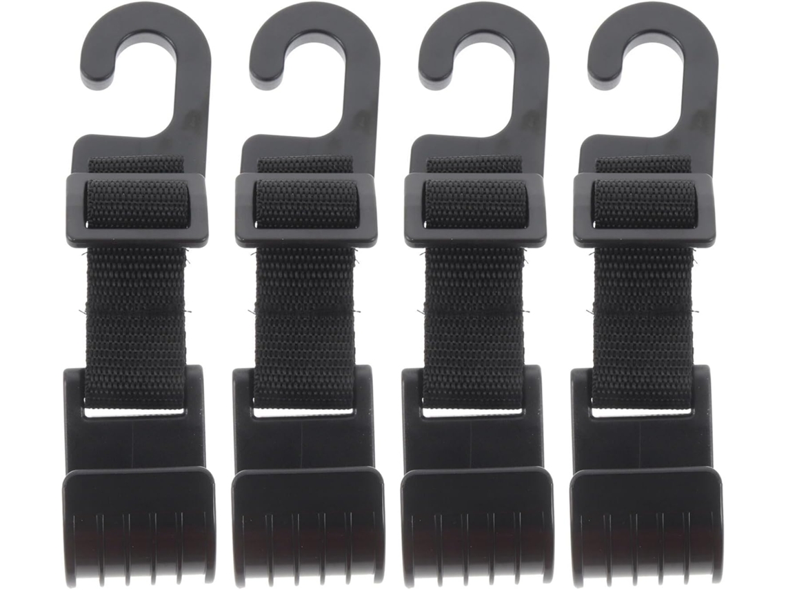 Conjunto De 4 Ganchos Pretos Para Encosto Cabeça Banco Carro,feitos Plástico Abs Resistente,