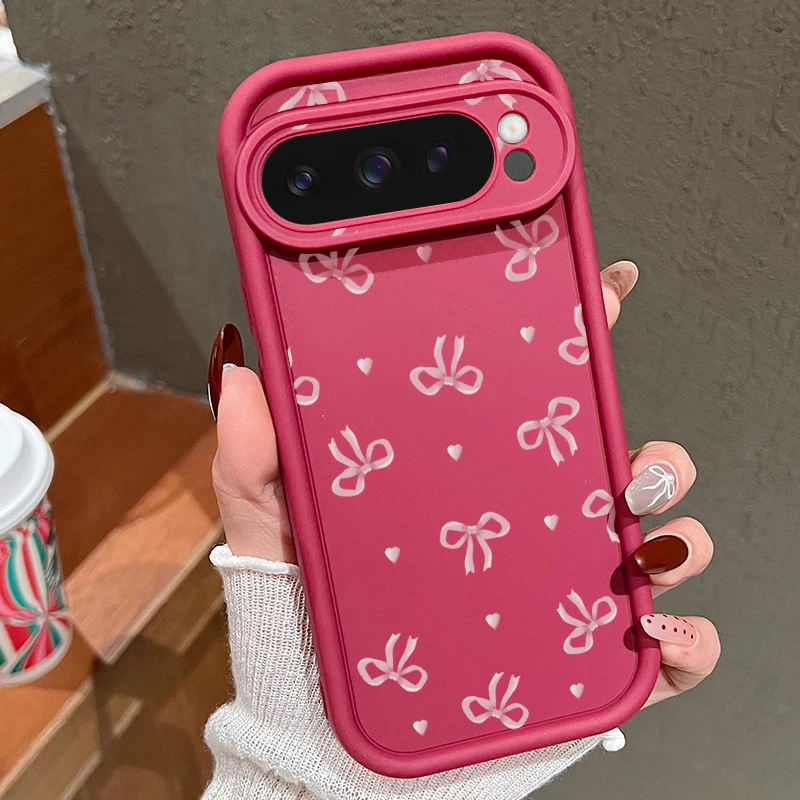 (bordô) Capa De Celular Google Pixel 9 Pro Em Tpu Com Estampa De Laço Rosa Fofo