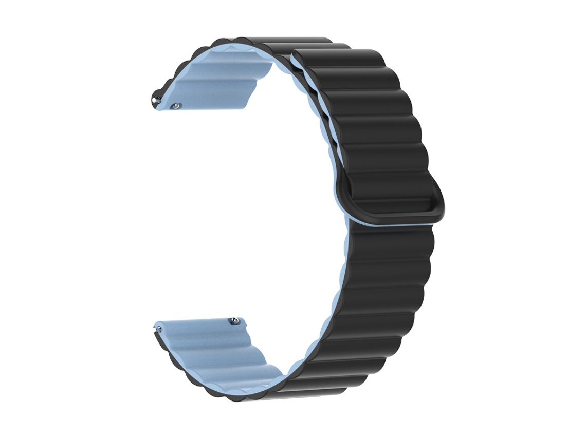 Pulseira de silicone com data magnética para smartwatch Huawei GT6 GT5, bicolor, 18 mm, capa azul Nevoa, compatível.