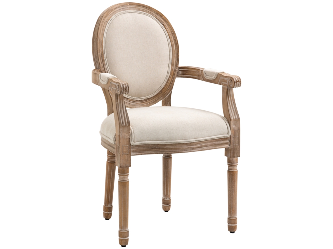 Poltrona Clássica Estofada em Tecido,56x56x96cm,branco Crème BTFORUS
