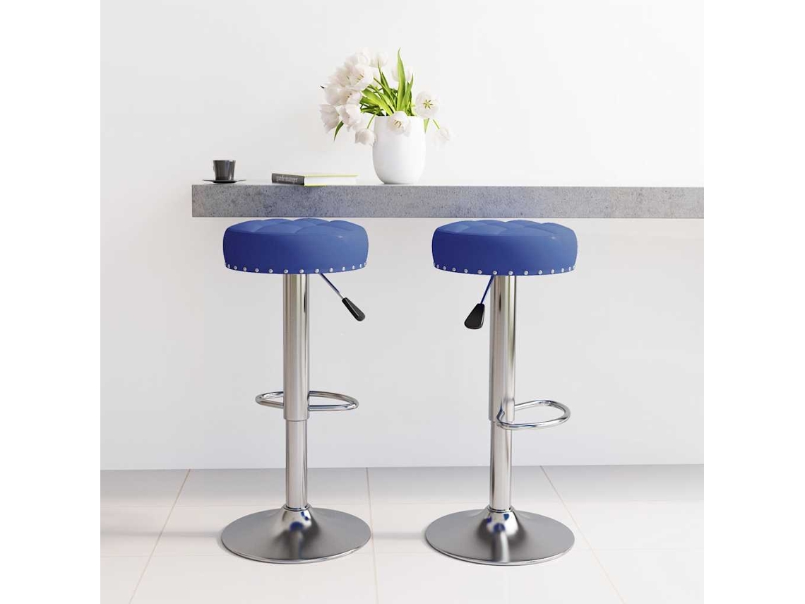 Vidaxl Bancos de Bar 2 Pcs Tecido Azul