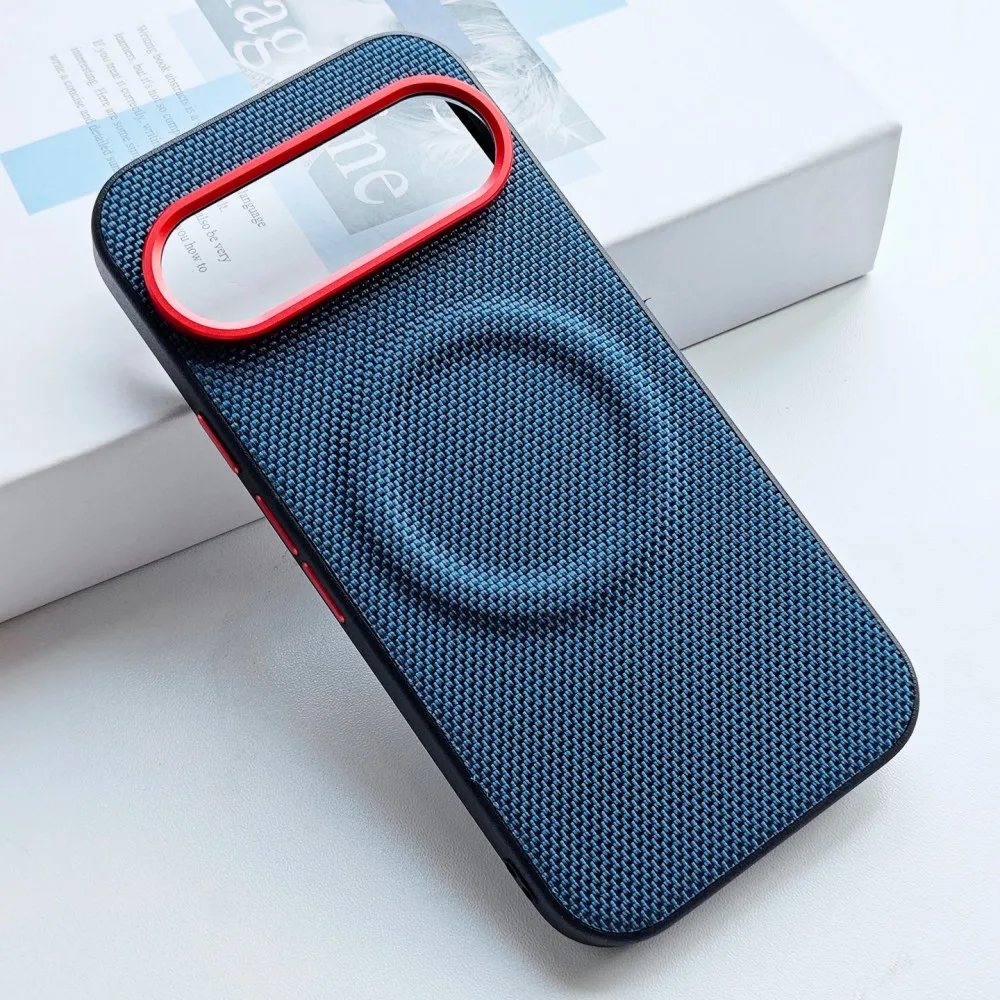 (azul, Google Pixel 9 Pro) Capa Magnética De Luxo Com Textura De Couro Pu Trançado – Capa Protetora Antichoque
