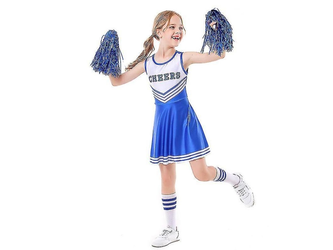 Traje de Torneira para Meninas de 3 a 10 Anos com Pompons Azul WDJ120cm S MARCA