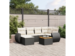 Vidaxl 7 Pcs Conjunto De Sofás P/ Jardim C/ Almofadões Vime Pe Preto