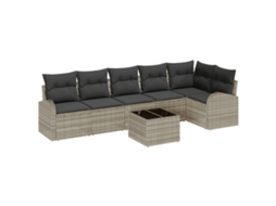 Conjunto 7 Conjunto De Sofá De Jardim Vidaxl Cinzento-claro Vime Pe (55 X 55 X 37 Cm)