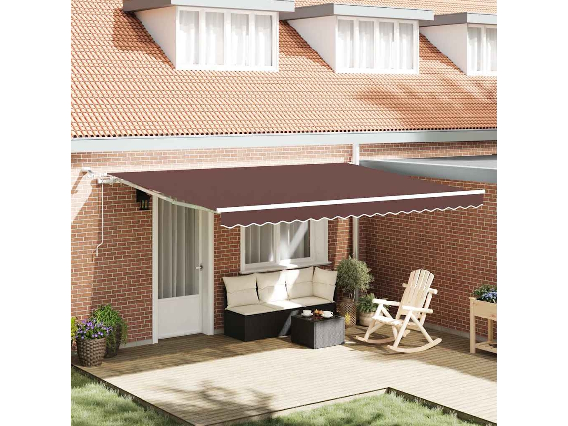Vidaxl Toldo Retrátil Automático Com Luz Led 450x300 Cm Castanho