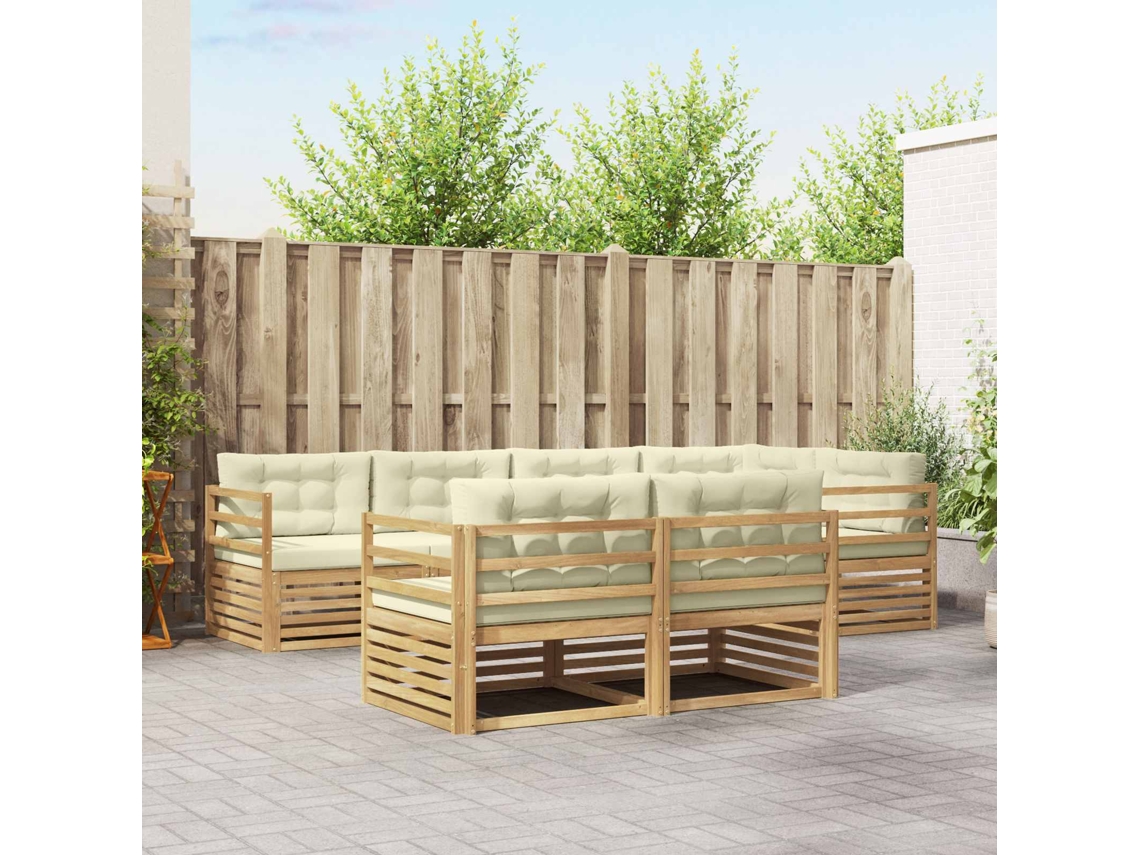 Vidaxl Conjunto De Sofás Para Exterior 7 Unid. Branco E Creme