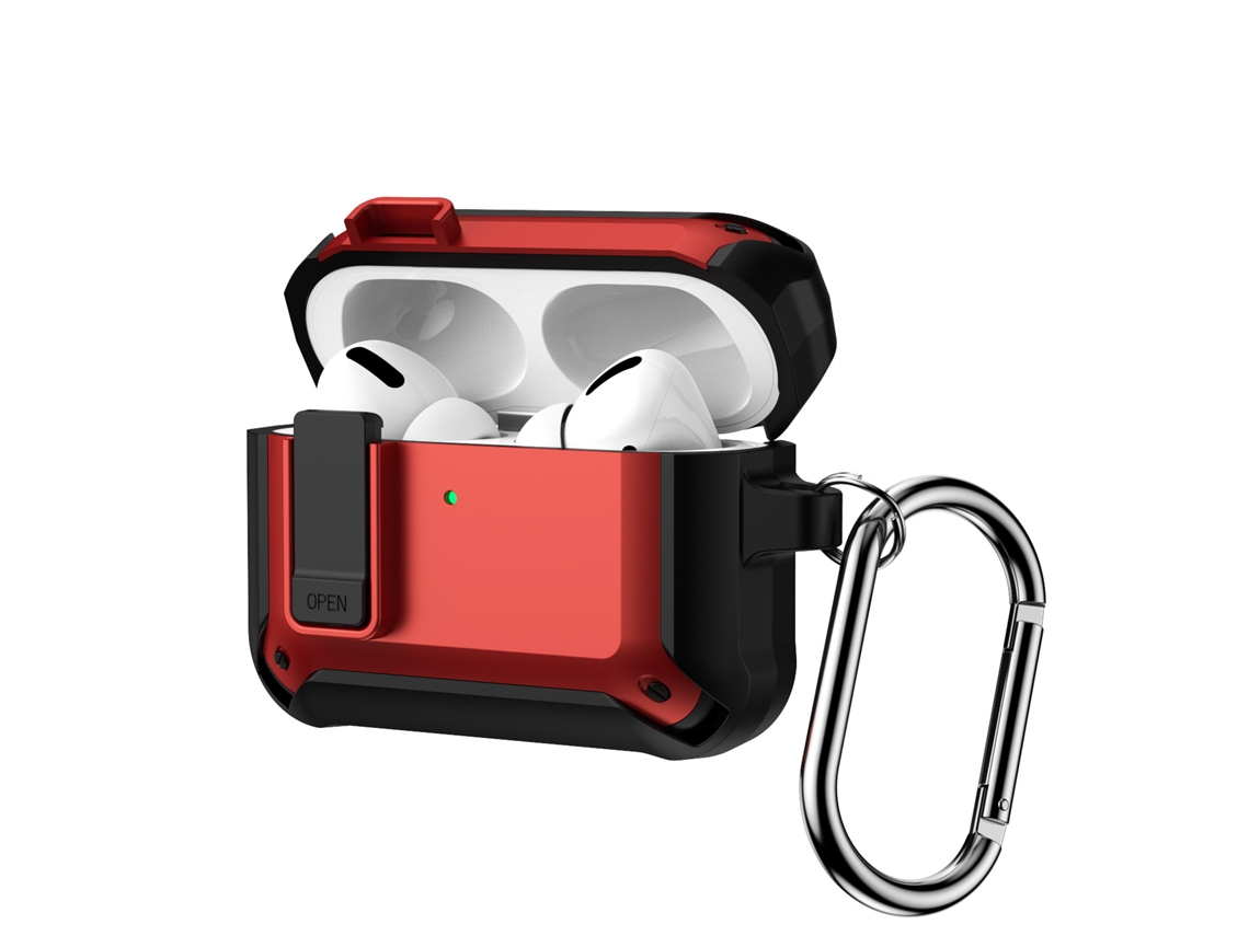 Capa para Airpods Pro 3, com Fecho de Segurança, À Prova de Choque, Vermelha
