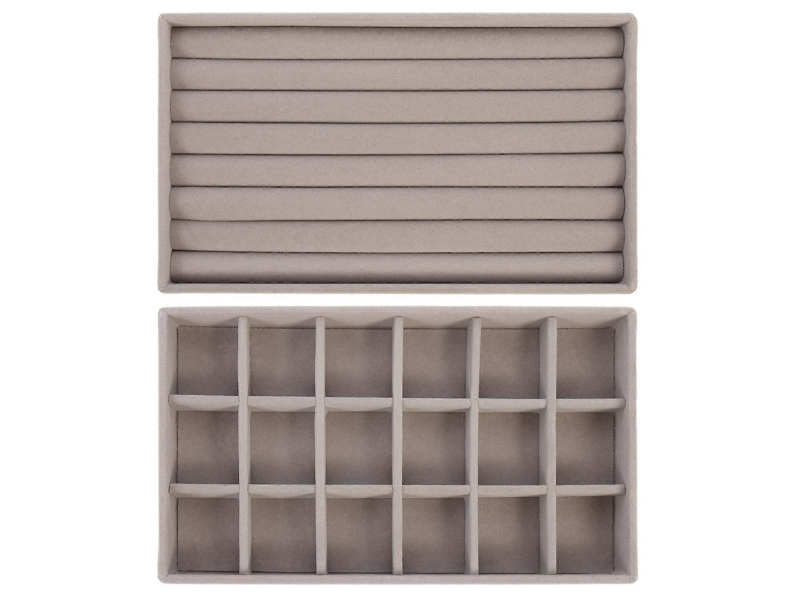 Lurelia Bandeja Para Joias, 2 Bandejas, Para Anéis E Brincos, 21 X 12,50 X 2,50 Cm, Cinzento