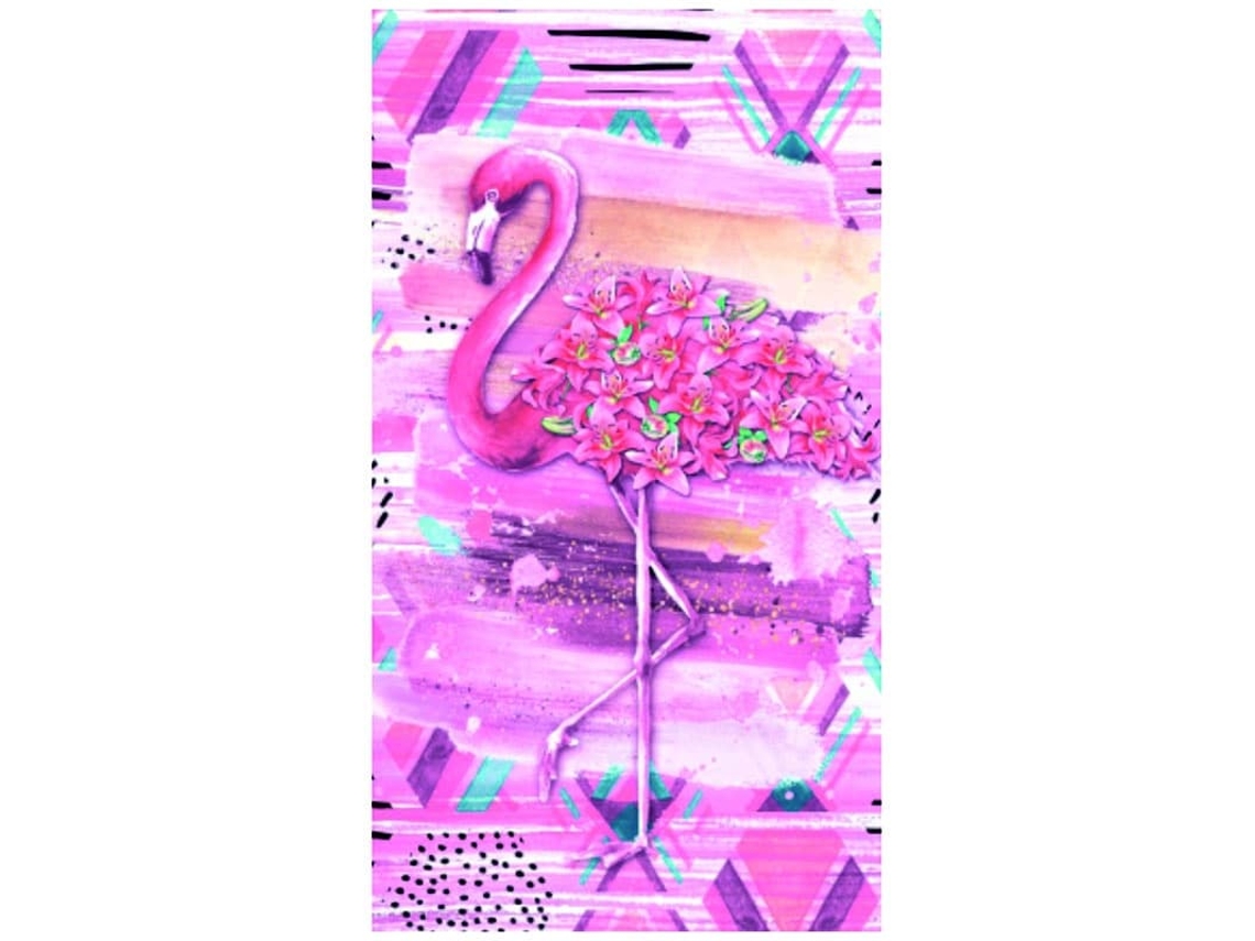 Toalha Praia Microfibra Flamingo Flores