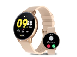 Relógio inteligente Bestvite S48t com Bluetooth, monitor de frequência cardíaca e pressão arterial, tela AMOLED de 1,43 polegadas, dourado