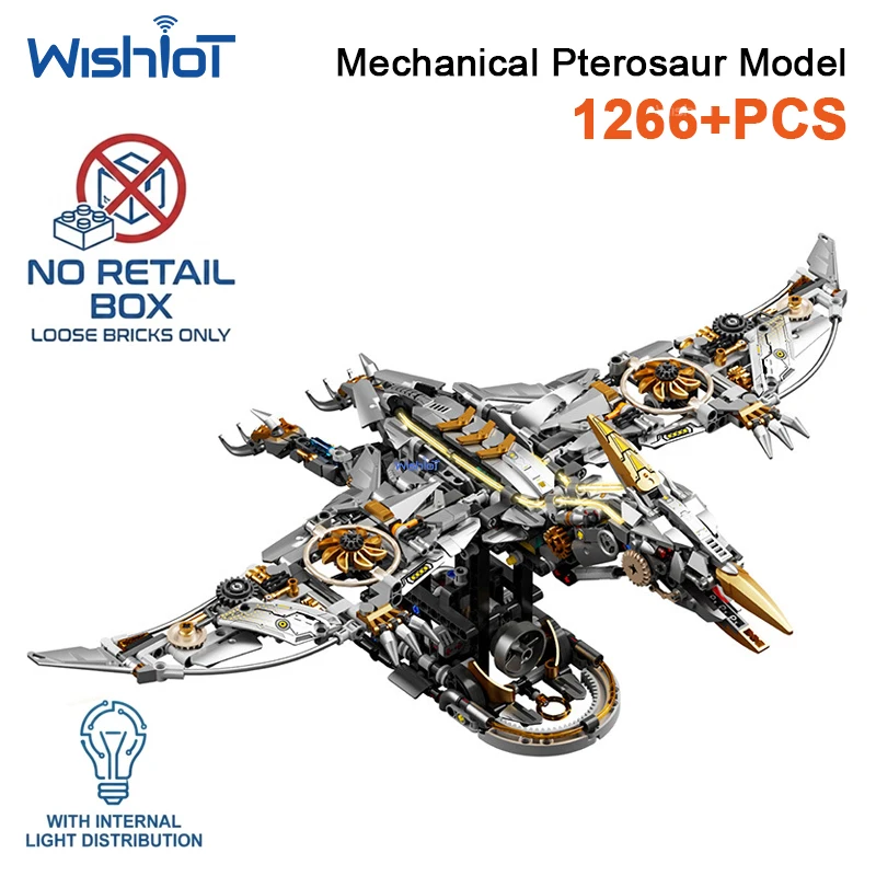 Modelo Mecânico De Pterossauro Com 1266 Peças E Luzes.