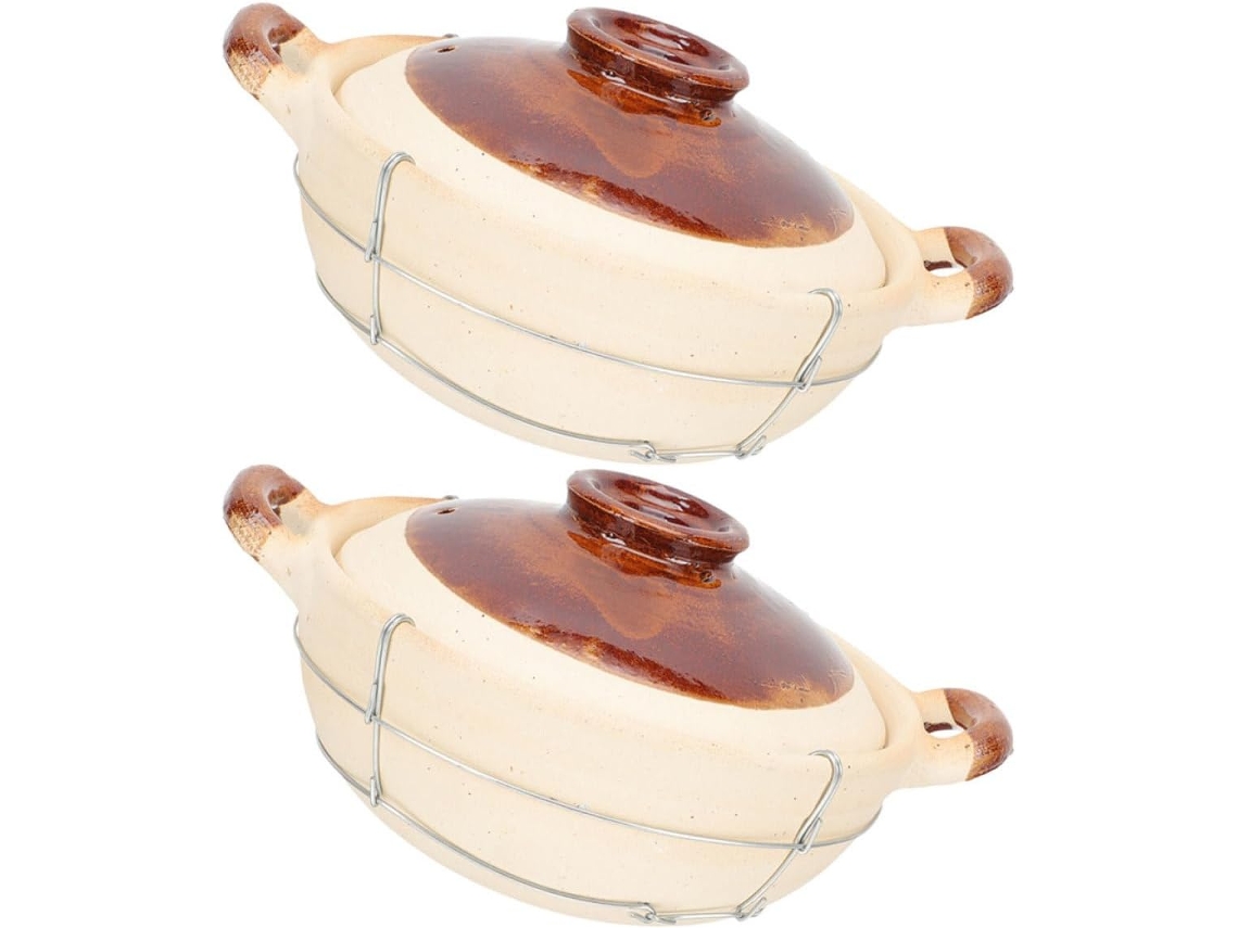 Pote De Barro Chinês Com Tampa, 2 Peças, Caçarola Pequena Alça Única 0,5l, Forno Seguro Para Cozinhar Arroz E Sopa, Panelas Caseiras