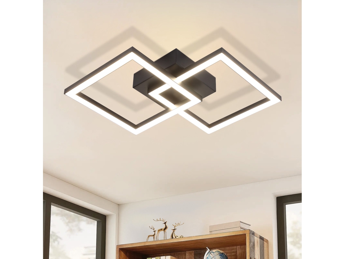 Nettlife Candeeiro De Teto Led, Square Led Ceiling Light Preto 24 W 4000 K Neutro Branco Moderno Lâmpada De Cozinha, Ip20, 6 Cm, Regulável