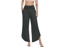 2026 pantalones de Yoga de Pierna Ancha para Mujer de Cintura Alta Con Bolsillos Suaves Y Cómodos M Cinza Escuro